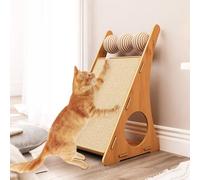 Cat Scratcher with Balls, Vertical Scratching Post, Durable and Non-Shedding, 32x35x58cm, Triple Ball L-Shaped Cat Scratcher, Multi-Functional Design, Suitable for Pets, Kittens, Adult Cats, and Domes