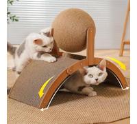 Cat Scratcher with Hanging Toy, Sisal Ball Cat Scratching Board, Arched Bridge Design Cats Scratchers, Scratching Pad prevents Furniture Damage