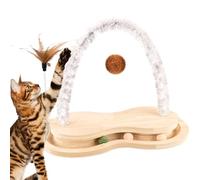 Cat Scratcher - Wooden Arch Cat Scratch Toy with Rotating Turntable - Interactive Cat Relaxation Tool Puzzle Toy for Indoor Cats Small Dogs Pets Playing