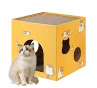 Cat Scratchers Lounge - Square Claw Sharpener Box for Cats, Cat Toy for Nail Sharpening Made of High Density Cardboard for Indoor Use