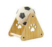 Cat Scratching Ball - Cat Scratching Board, Stable Wooden Base with Rolling Soccer Ball Toy for Indoor Cats, Climbing Grinding Claws Interactive Play