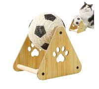 Cat Scratching Ball - Interactive Cat Toy with Wooden Base, Ideal for Claw Sharpening and Playing for Active House Tigers | Play Ball + Natural & Stable | Scratching Toy for Cats of All Ages