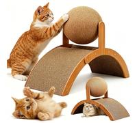 Cat Scratching Ball on Stand, Wobble Ball Cat Scratcher with 360°Rotating Sisal Balls, Interactive Cats Arch Scratcher Toy, for Indoor,Protects Furniture & Rugs L