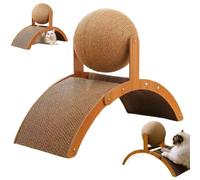 Cat Scratching Ball on Stand, Wobble Ball Cats Scratcher, 2 in 1 Wood Interactive Cat Arch, with Arched Bridge and 360° Rotating Hanging Sisal Balls, for Indoor,Protects Furniture & Rugs