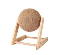 Cat Scratching Ball - Sisal Scratching Ball for Indoor Cats | Interactive Pet Tool with Wooden Base | Rotary Toy for Small Cats, Kittens, Dogs, Puppies