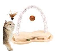 Cat Scratching Ball Spinner,Wooden Arch Cat Scratch Toy with Rotating Turntable - Interactive Cat Relaxation Tool Puzzle Toy for Indoor Cats Small Dogs Pets Playing