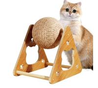 Cat Scratching Ball Toy, Interactive Cat Scratcher, Wood Frame Natural Sisal Vertical Nail Filing Relaxation Spot for Large Medium Breed Exercise Self-Entertainment