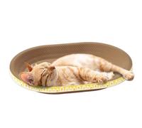 Cat Scratching Board - 2-in-1 Cat Scratcher Bed & Cardboard Bowl, Crumb-Free Corrugated Paper Pad, Wear-Resistant Round/Oval CatScratch Toy For Rest, Sleep & Play, Perfect CatFurniture