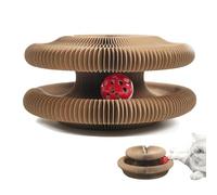Cat Scratching Board - 24x11cm Round Cat Scratcher Ramp | Interactive Corrugated Cat Scratcher Ramp | Foldable Cat Cardboard Toys with Bell Ball for Indoor Cats Play Scratcher Boredom