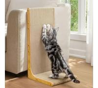 Cat Scratching Board, 58cm high L-Shaped Cat Scratcher, Vertical & Horizontal Scratching pad 3cm Thick Cardboard Pad, Durable, Eco-Friendly, Wood Grain
