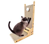 Cat Scratching Board, 63 cm Cat Scratching Board, The L Shaped Scratching Board is Made of Durable Fibreboard and Corrugated Cardboard and is Perfect for Leaning Against Walls (Wood Colour, L Shape)