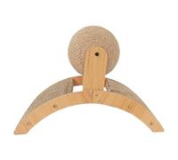 Cat Scratching Board, Claw Grinding Toy, Arch Bridge Design with Rope, Wooden Pad with Ball for Furniture Protection, Cat Scratcher with Indoor Outdoor Use, 20.08 x 12.2 x 7.87 inches