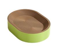 Cat Scratching Board - Corrugated Paper 45x29x9 Cm Green Oval Bed, Interactive Toy Grinder, Furniture Protector Pad, Claw Maintenance Nest | Window Perch Lounge Corner For Apartment Bedroom Study Roo