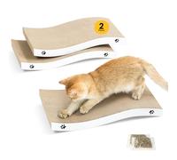 Cat Scratching Board, Durable Scratch Pad, Corrugated Cardboard Cat Scratcher for Indoor Cats, Heavy Duty, Double-Sided Usability, Recyclable with Catnip, Medium, 2 Pack