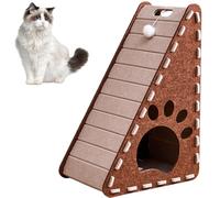 Cat Scratching Board, Felt Cat Scratcher 12x16x24" Triangular Scratcher with Plush Ball & Inner Bed Non-Shedding Scratch-Resistant Kitten Scratching Board for Indoor, Camel and Grey