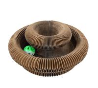 Cat Scratching Board - Foldable Corrugated Cardboard | Interactive Cat Toy With Ball For Indoor & Outdoor Fun, Claw Care Scratch Pad For Kittens & Adult Cats, Cognitive Stimulation, Accordion Style