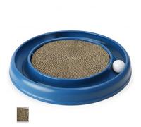 Cat Scratching Board - Interactive Round Cat Scratchers for Indoor Cats, Cardboard & Plastic Kitten Toy with Ball Track Toy, Blue - Round Scratcher