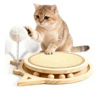 Cat Scratching Board, Solid Natural Sisal Scratching Mat, 4-in-1 Cat Toy Self-Employment with Ball Track & Plush Ball, Intelligence Toy for Cats