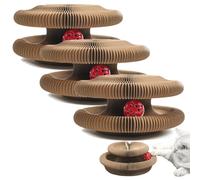 Cat Scratching Board with Ball - Magnetic Magic Organ Foldable Accordion Cardboard Cat Scratcher Toy, Durable No Debris Interactive Claw Grinding Play for Indoor Cats Home (3PCS)