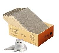 Cat Scratching Board with Box, 42 x 26 cm 5 Layers Design Cat Scratching Pad, Reversible Cat Scratcher Cardboard Lounge Bed, Corrugated Cardboard Scratcher for Indoor Kitty