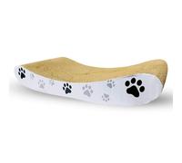 Cat Scratching Board with Paw Print Design, Curve Scratching Pad Reversible Cardboard, Curved Lounger, Durable | Lounge Bed Superior Cardboard & Construction | Caravan Camping Garage Kitchen 46cm