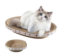 Cat Scratching Board with Premium Scratching Texture, Durable Kitten Scratching Mat, Durable Oval Cat Scratcher with High Density, 43 x 26 x 8/47 x 32 x 9 cm