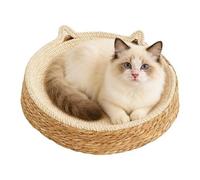 Cat Scratching Bowl - Breathable Fabric - Boho Cotton Rope Cat Bed with Kitten Ears Design | for Furniture Protection, Nail Cutting, Paw Care and