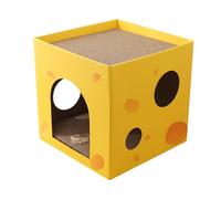 Cat Scratching Box - Square Foldable House for Indoor Scratching Playhouse, Cardboard Playhouse, Furniture Protector, Space Saving Lounge | Play, Relaxation, Economy