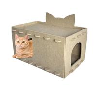 Cat Scratching House Kitten Felt Cave Bed Puzzle Playhouse with Double Layer for Multiple Cats in the Home