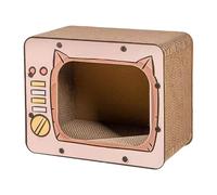 Cat Scratching House Made of Corrugated Cardboard in TV Shape, 40 x 22 x 31 cm, Large Cardboard Scratcher, Furniture Protection, Enrichment, Play, Exercise, Boredom, Kittens, Small Animals Indoor