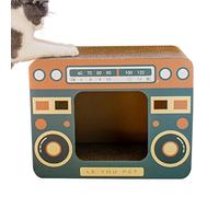 Cat Scratching Lounge Bed - Indoor Scratch Lounge for Cats - Retro Animals Toy Mental Exercise Radio Shape for Apartment Shelter Pet Kitten Small Large Breeds