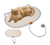 Cat Scratching Mat,Anti-Slip Cotton Linen Natural Rug with Ball - Cat Scratch Rug - for Ball Training Exercise Boredom Mental Stimulation Home Indoor Family Time