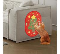 Cat Scratching Mat, Christmas Tree & Snowman Shaped Wall Cat Scratcher, Shedding-Resistant Cats Scratcher with Hook and Loop Fastener, Anti Scratch Furniture Protector for Couch Door Sofa (A_Red)