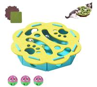 Cat Scratching Pad, Interactive Cat Toy Puzzle Box Game, Felt Maze With Bells, Sturdy Toy Design, Scratch Hunt Activities, Suitable for Indoor Kitten Exercise and Exciting Games blue-yellow