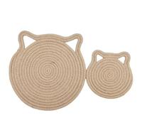 Cat Scratching Pad with Toy Ball, Natural Rope Woven Mat, Washable, for Claw Trimming & Nap, Durable Large Pet Bed, 16.5" or 19.7"(Brown a,42cm)