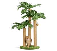 Cat Scratching Post, 3-Level Cat Scratcher Tree with 3 Sisal Scratching Poles 2 Interactive Dangling Balls, Tall Scratching Post for Indoor Kittens Adult Cats Natural Sisal Stable Base Easy Assembly