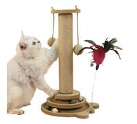 Cat Scratching Post, 4 in 1 Multifunctional Scratching Post with 2 Sisal Balls and Track Play, Interactive Vertical Activity Centre for Home Corners and Indoor Entertainment