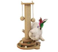 Cat Scratching Post 4-in-1 Scratching Post and Cat Furniture Multifunctional Activity Centre with 2 Sisal Balls and Ball Circuit Interactive Toy for Kitten and Fun Games