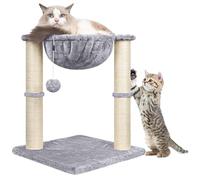 Cat Scratching Post, 50cm Cat Tree with Cat Hammock Bed, Scratching Posts for Indoor Cats with Hanging Ball Toy, Small Cat Tree for Kitten Pets Playing and Relaxing, Grey