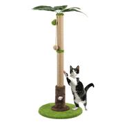 Cat Scratching Post,90cm Cat Scratch Post with Two Interactive Dangling Balls and Spring Ball Toys,Tree Scratching Posts for Indoor Cats with Rat Hole and Toy,Suitable for Kitten & Adult Cats