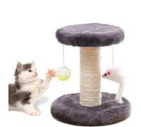 Cat Scratching Post and Small Cat Tree Natural Sisal Tower with Round Perch and Plush Ball Furniture Made for Small Cat, Kitten Relax Tree -Grey