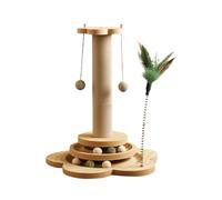 Cat Scratching Post - Cat Playing Scratcher, Scratcher Post with Cat Turntable | 4 in 1 Kitten Scratcher Sisal with Dangle Ball, Cat Scratcher Climb, Interactive Ball Track for Cat Playing