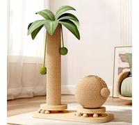 Cat Scratching Post, Cat Scratcher Toy with Big Cat's Paw Ball, 3 Dangling Balls and Ball Tracks, Palm Tree Scratch Pole for Small Medium Large Cats, for Indoor Cats