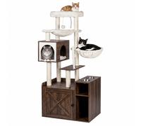 Cat scratching post, cat tree, litter cupboard, cat house, cat tower, bowls