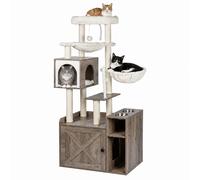 Cat scratching post, cat tree, litter cupboard, cat house, cat tower, bowls