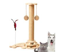 Cat Scratching Post | Claw Sharpener Rod for Cats | 4-in-1 Combi Scratching & with Interactive Training for Physical & Mental Load of Domestic Cats