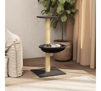 Cat Scratching Post Dark Grey with Sisal Scratching Post 74 cm, Plush Cat House with Hammock, Climbing Tree and Lying Surface, Sturdy Scratching Furniture for Claw Care, Playing, Hiding, Climbing