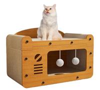 Cat Scratching Post - Density Board & Corrugated Paper Čat Bed | Wear-Resistant All-Season Upright Čat Tree With Toy Balls | Cat Scratcher House For Indoor Kittens & Pets