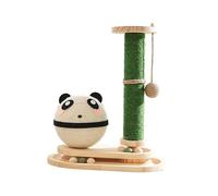 Cat Scratching Post for Indoor Cats Toy, Spherical Sisal Cat Scratcher with Mushroom Poles Dangling Ball, Interactive Track Ball Toy for Small Kittens, 2-Layer Wood Base