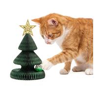 Cat Scratching Post - Green Christmas Tree Accordion Foldable Cat Scratcher with Bell Ball, Interactive and Fun Toy for Cats, Perfect for Self-Entertainment, Space-Saving Design for Cats